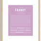 Franky (female) | Name Art Print