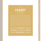 Franky (female) | Name Art Print