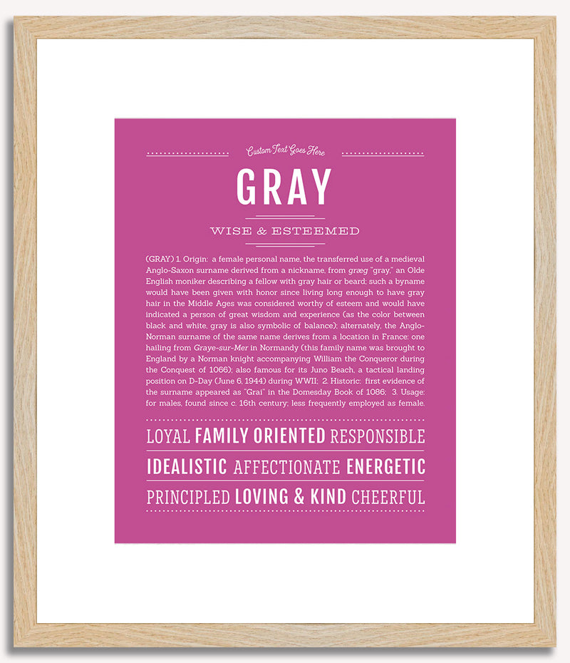 Gray (female) | Name Art Print