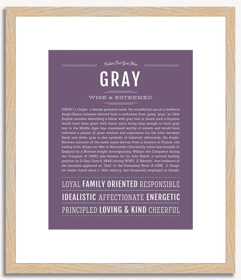 Gray (female) | Name Art Print