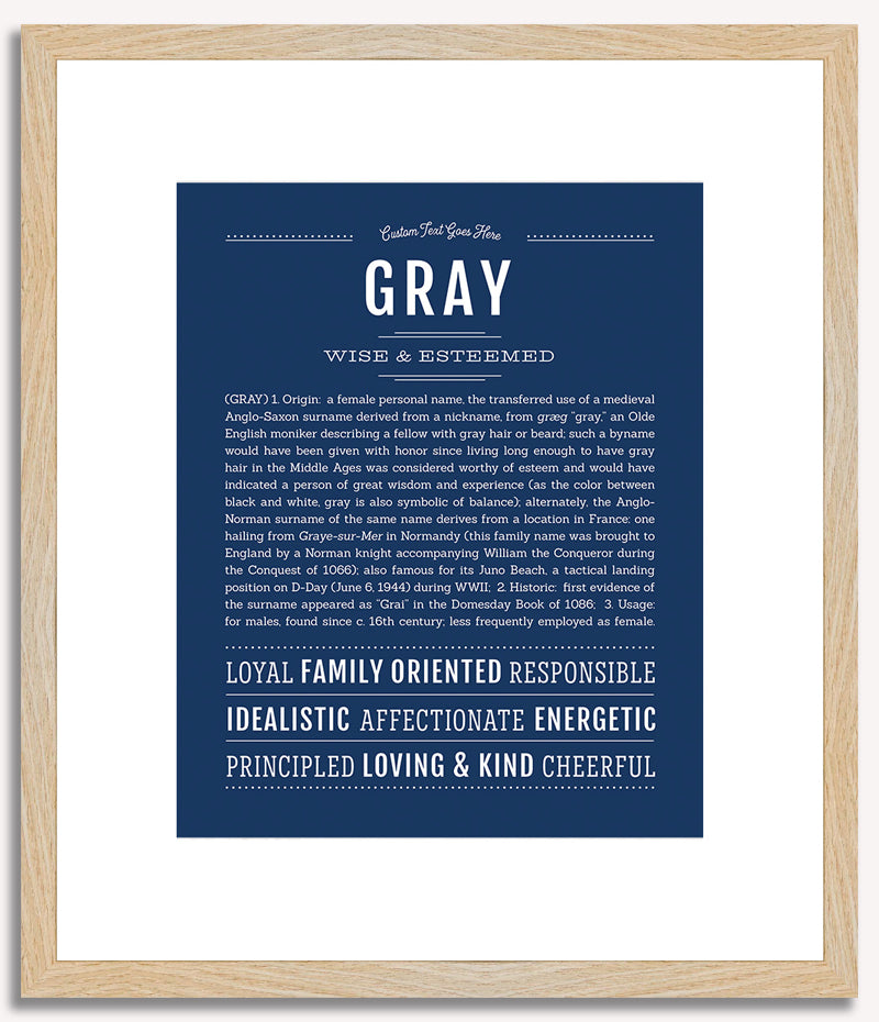 Gray (female) | Name Art Print