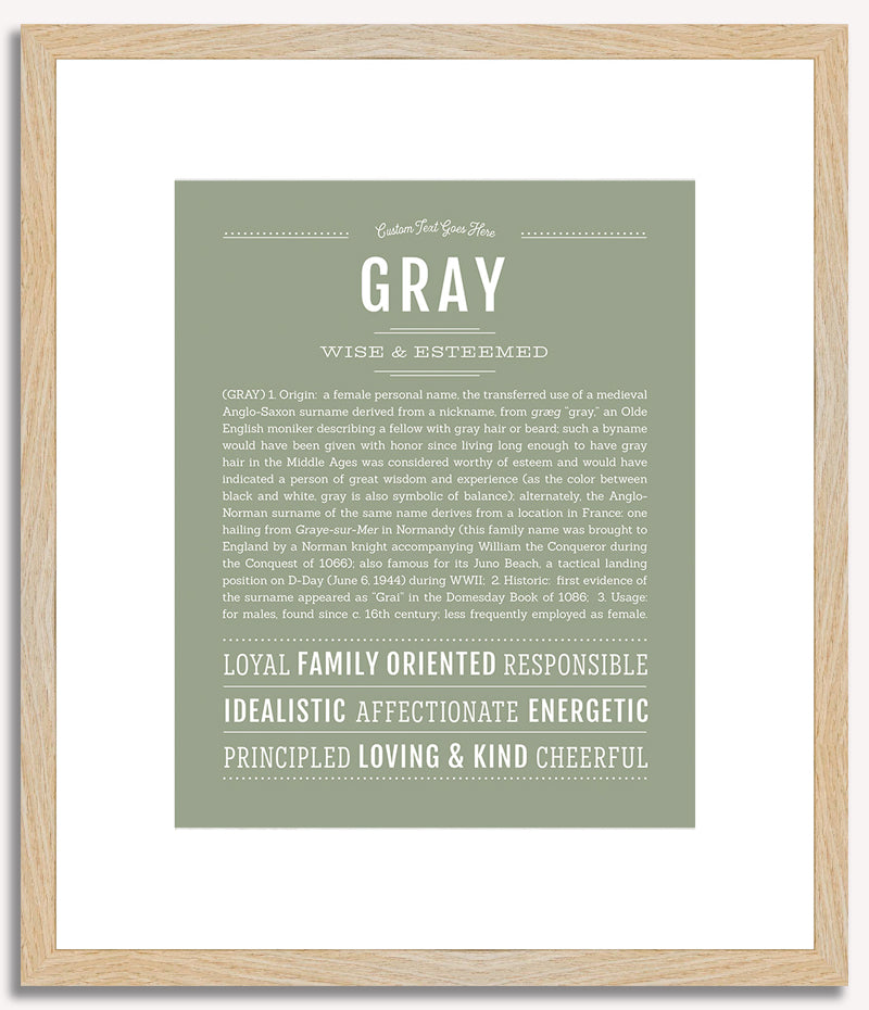 Gray (female) | Name Art Print