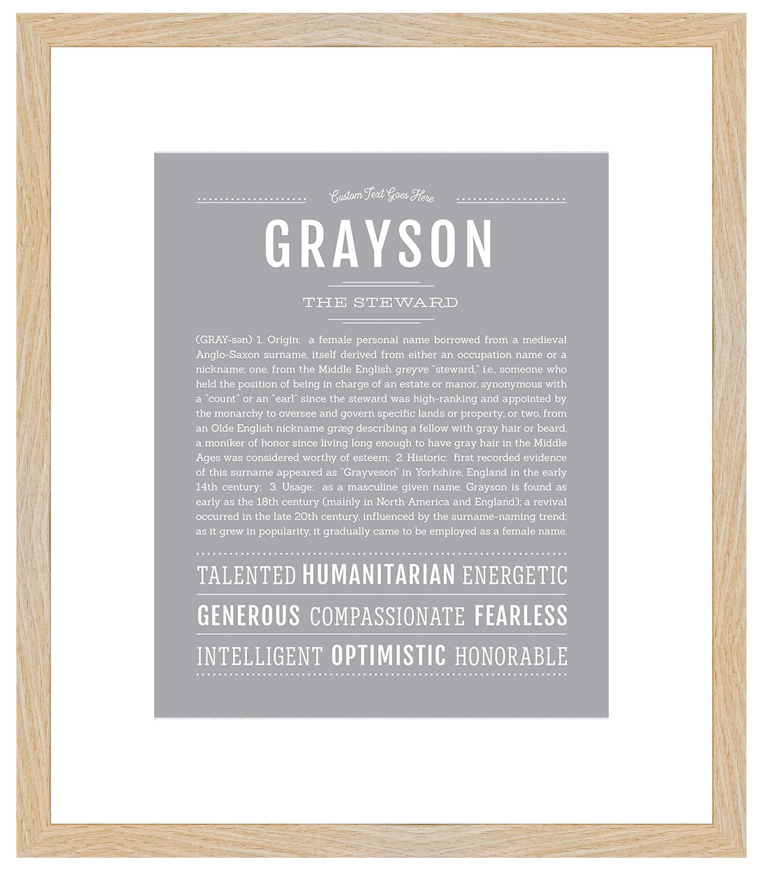 Grayson (female) | Name Art Print