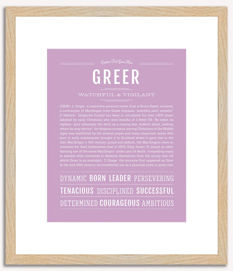 Greer (male) | Name Art Print