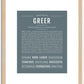 Greer (male) | Name Art Print