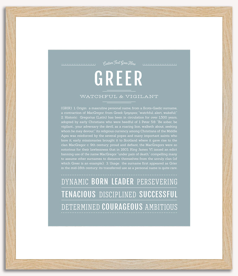 Greer (male) | Name Art Print