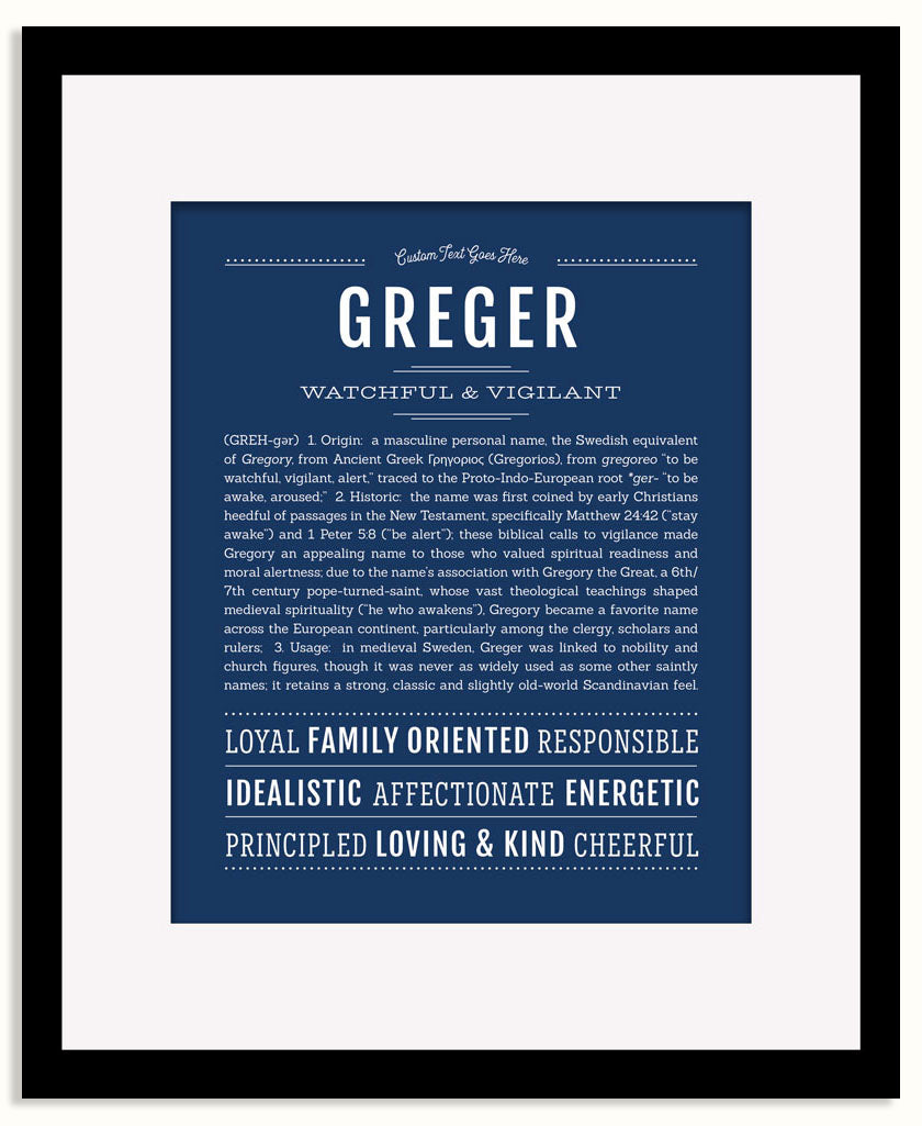 Frame Options | Midnight Blue | Black Frame, Matted