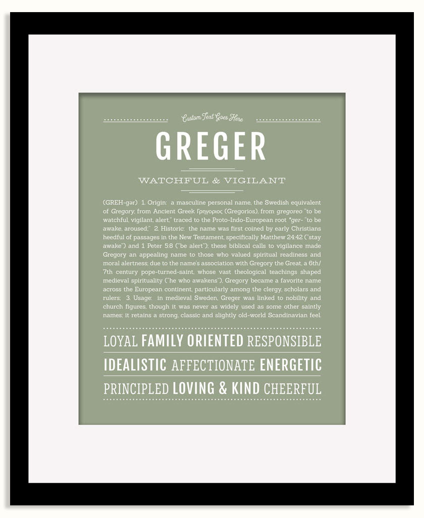 Frame Options | Sage | Black Frame, Matted