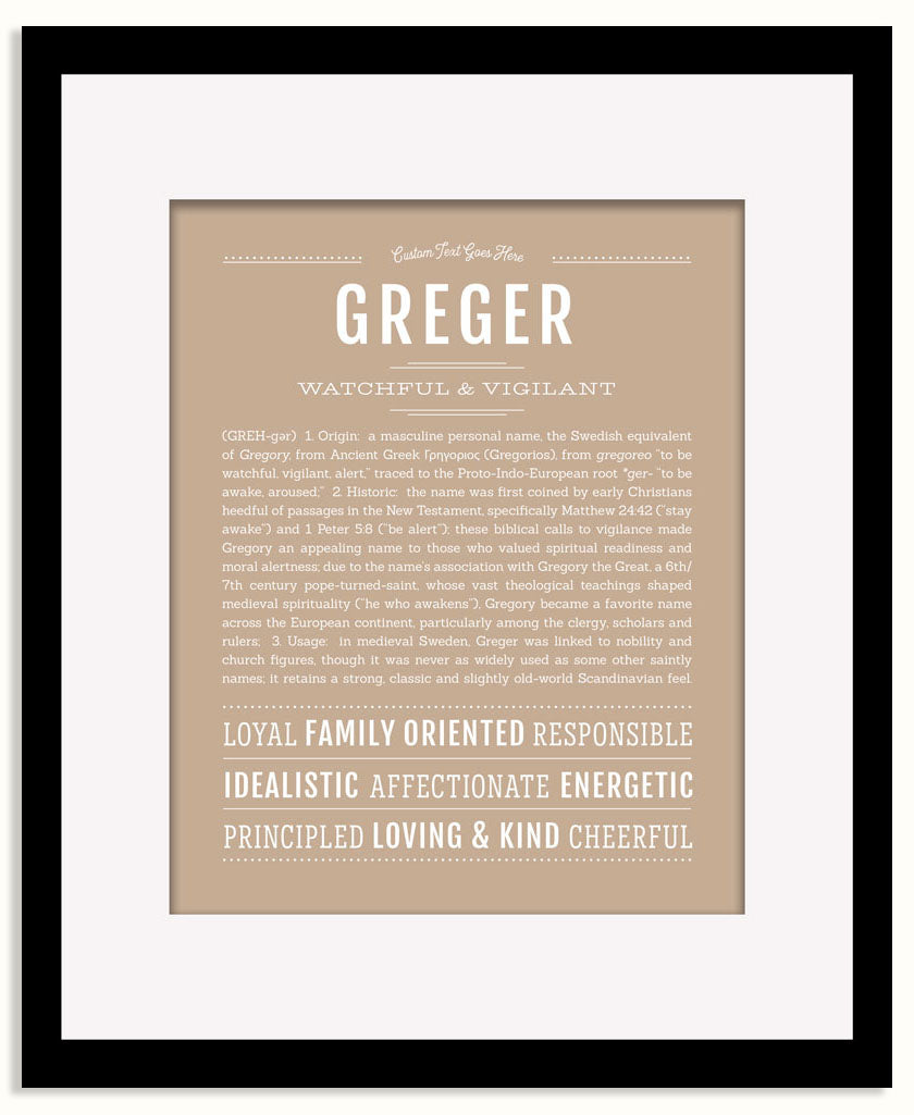 Frame Options | Tan | Black Frame, Matted