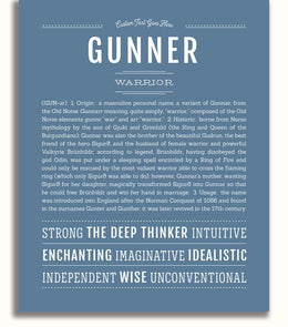 Gunner Personalized Name Meaning Art Prints – Name Stories