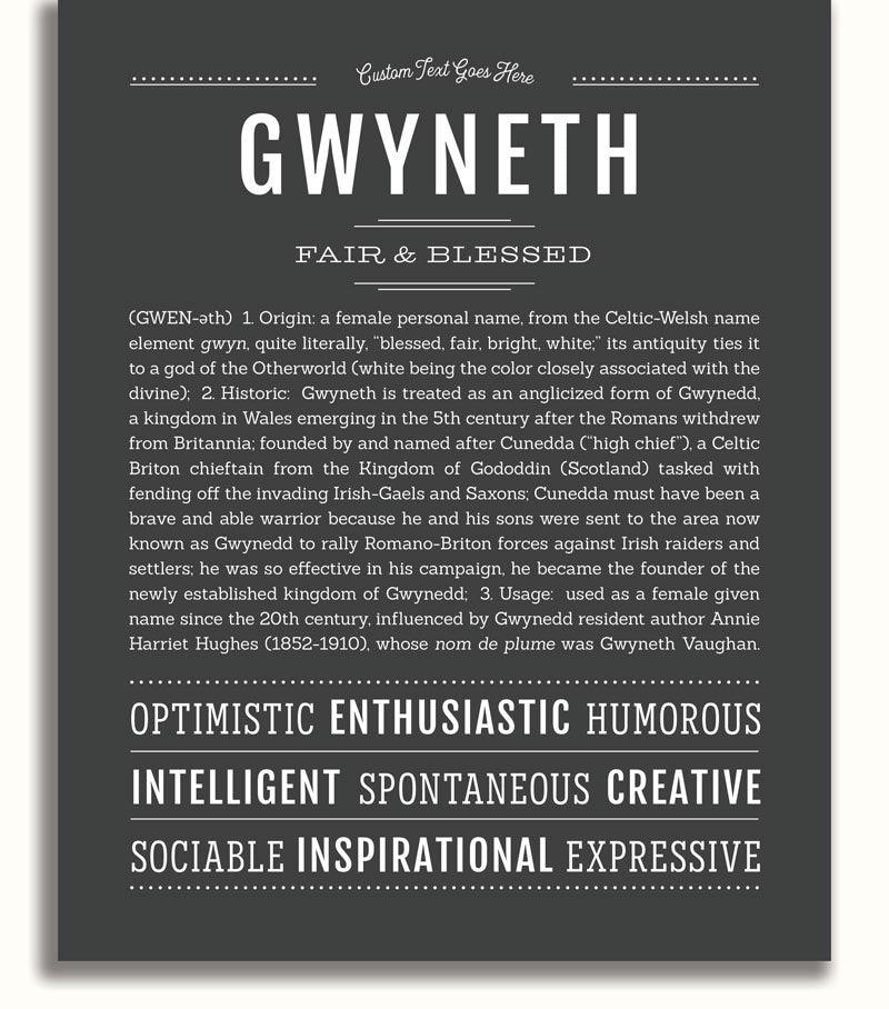 Gwyneth Personalized Name Meaning Art Prints – Name Stories