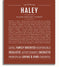 Haley Personalized Name Meaning Art Prints – Name Stories
