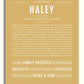 Haley Personalized Name Meaning Art Prints – Name Stories