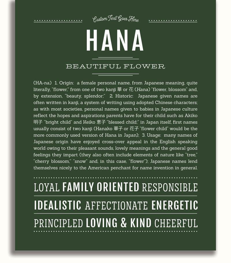 hana hana　1225 Hana Personalized Name Meaning Art Prints – Name Stories