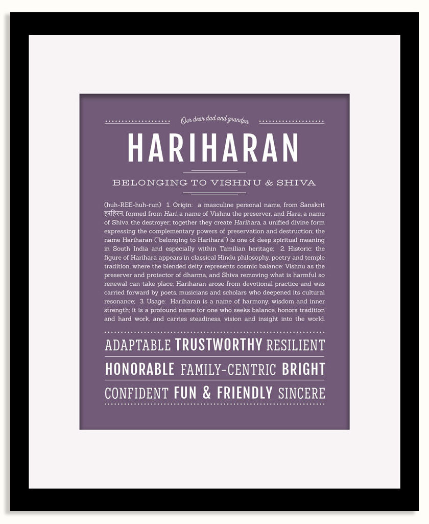 Frame Options | Deep Purple | Black Frame, Matted