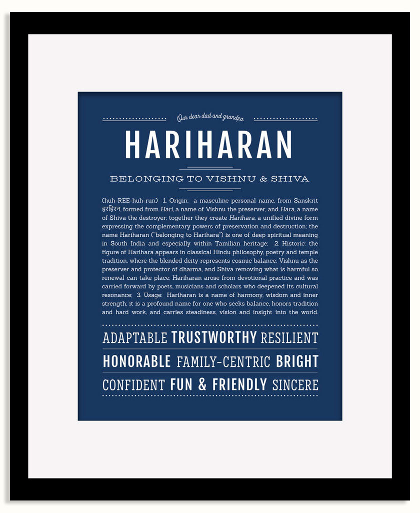 Frame Options | Midnight Blue | Black Frame, Matted