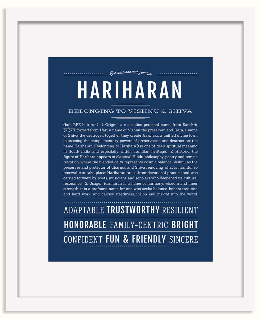 Frame Options | Midnight Blue | White Frame, Matted