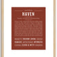 Haven (female) | Name Art Print