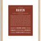 Haven (male) | Name Art Print