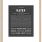 Haven (male) | Name Art Print