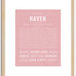 Haven (female) | Name Art Print