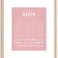 Haven (male) | Name Art Print