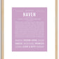 Haven (female) | Name Art Print