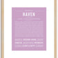 Haven (male) | Name Art Print