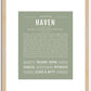 Haven (female) | Name Art Print