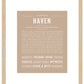 Haven (male) | Name Art Print