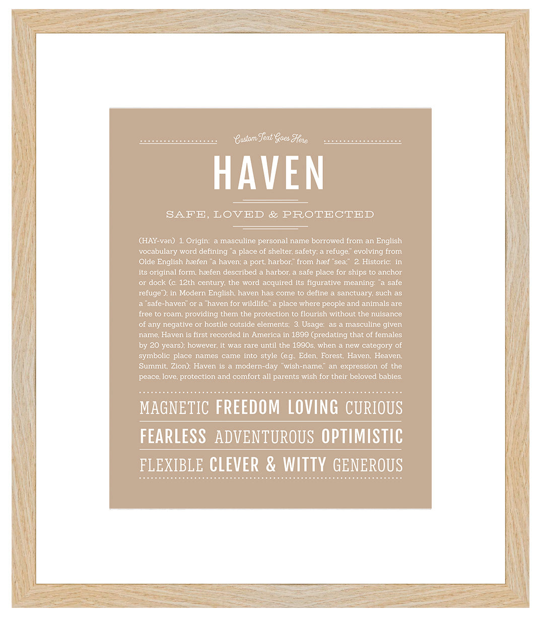 Haven (male) | Name Art Print