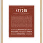 Hayden (female) | Name Art Print