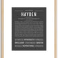 Hayden (female) | Name Art Print