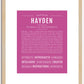 Hayden (male) | Name Art Print