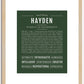 Hayden (male) | Name Art Print