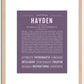 Hayden (female) | Name Art Print