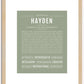 Hayden (male) | Name Art Print