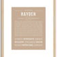 Hayden (female) | Name Art Print