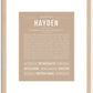 Hayden (male) | Name Art Print