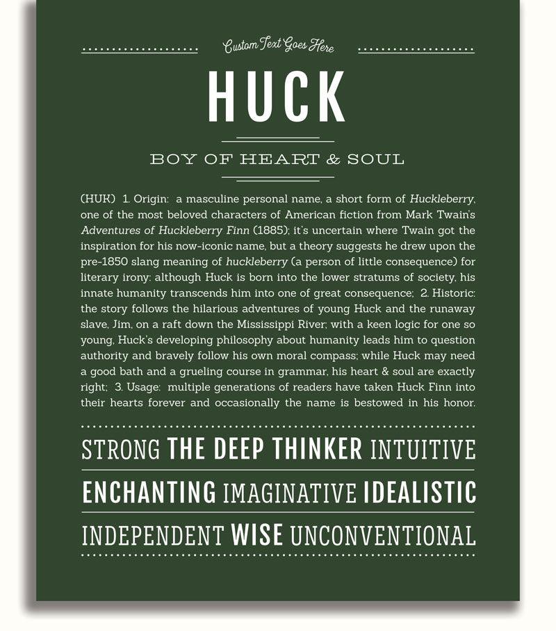 Huck Personalized Name Meaning Art Prints – Name Stories