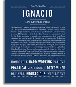 Ignacio Personalized Name Meaning Art Prints – Name Stories