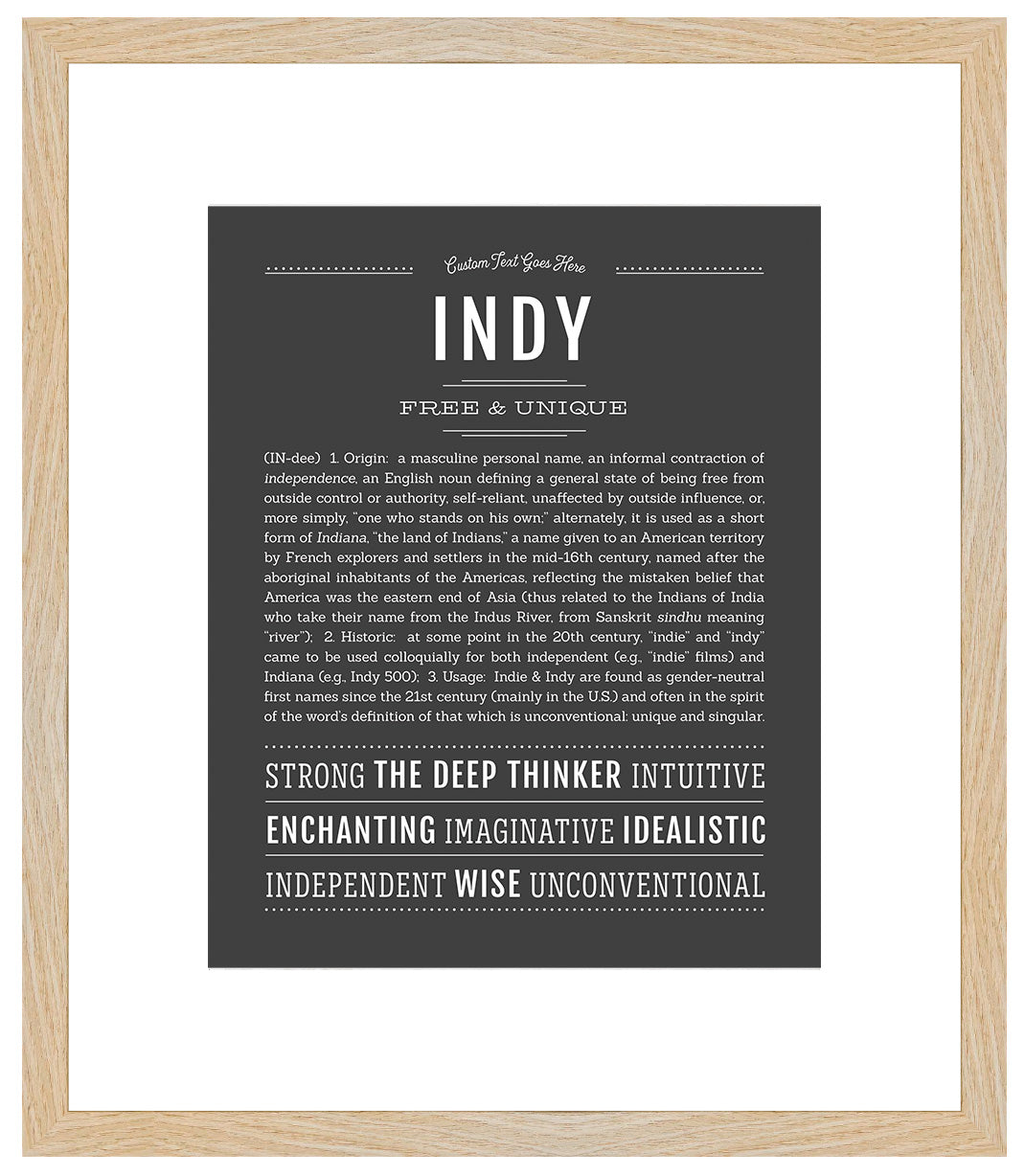 Indy (female) | Name Art Print