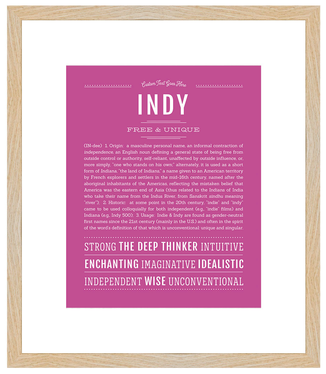 Indy (female) | Name Art Print