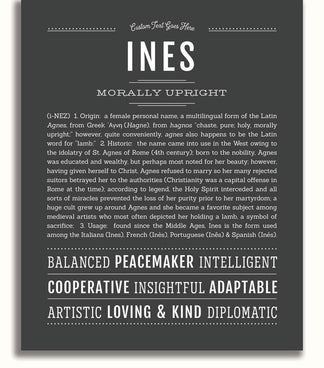 Is Ines A Name Ines Personalized Name Meaning Art Prints – Name Stories