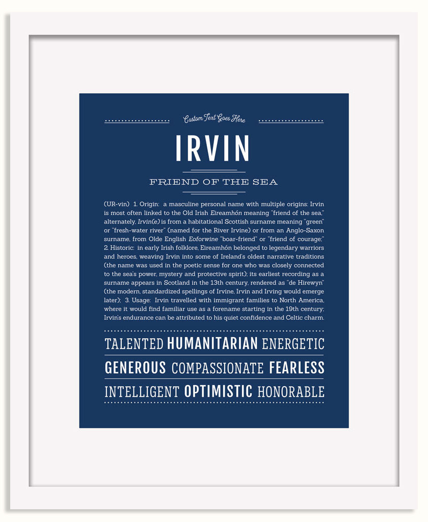Frame Options | Midnight Blue | White Frame, Matted