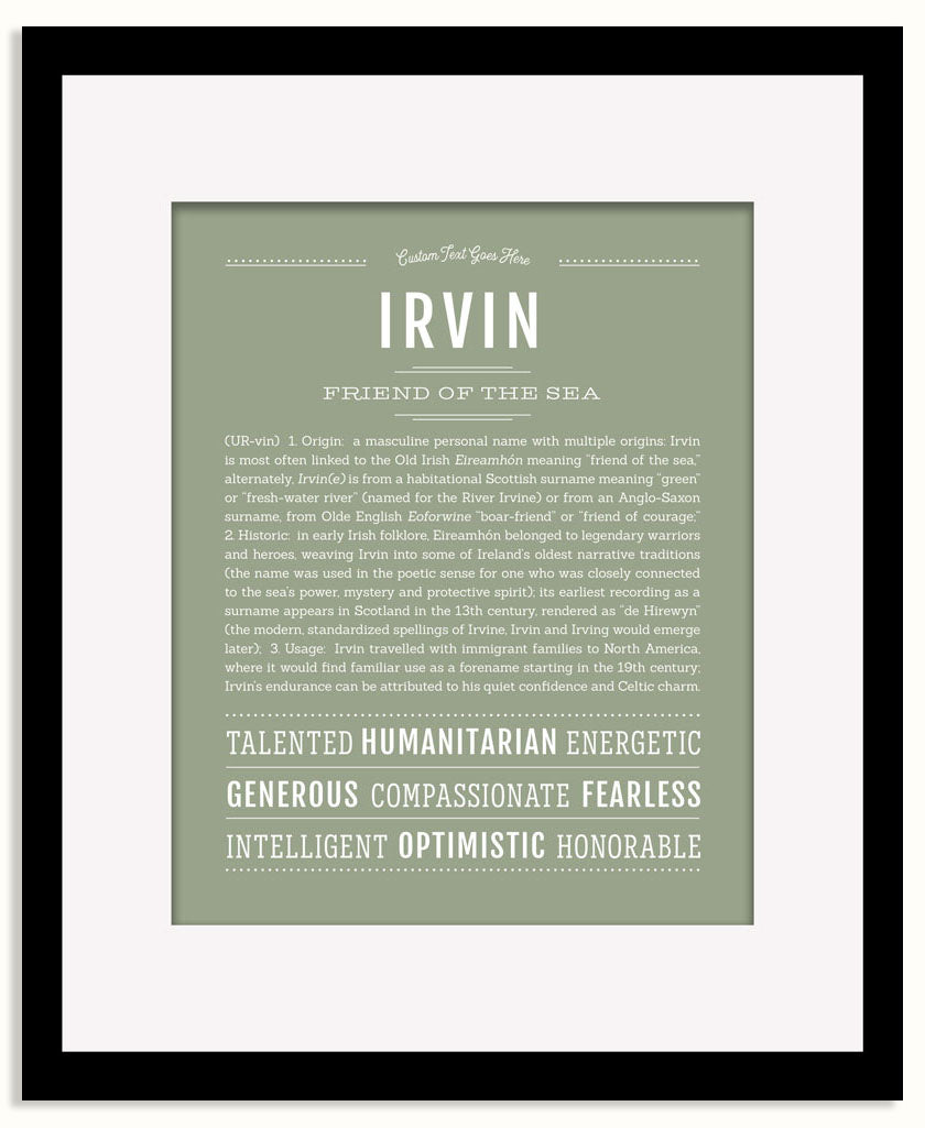 Frame Options | Sage | Black Frame, Matted