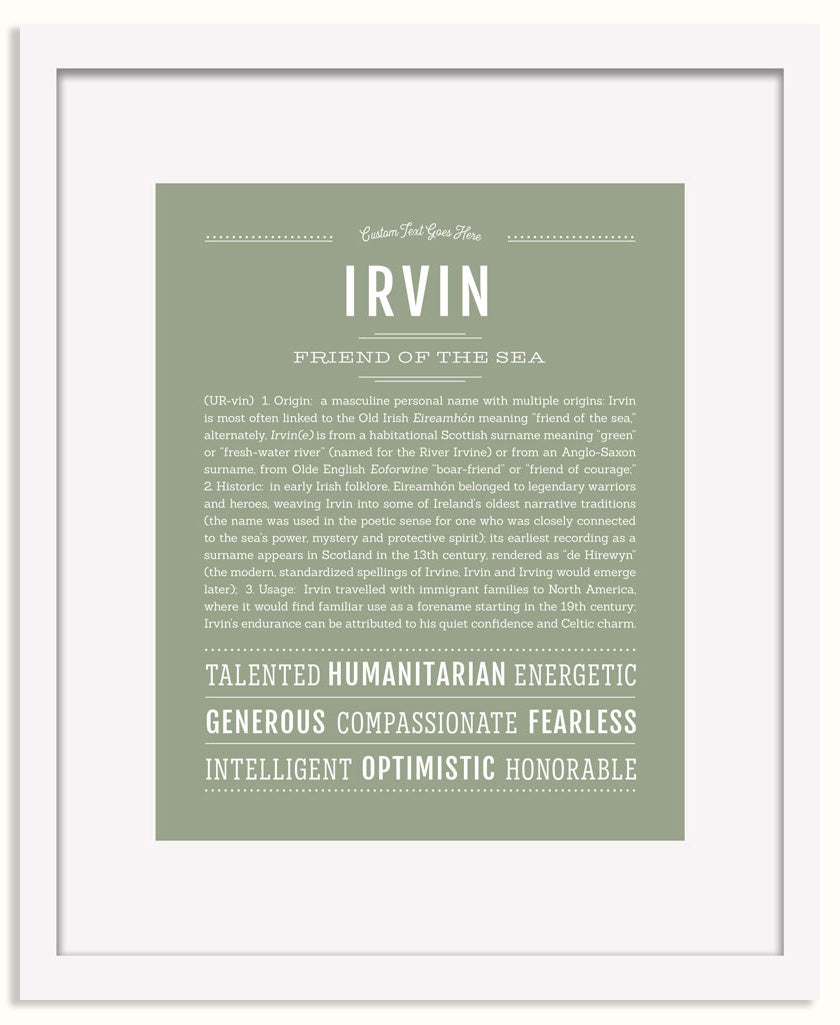 Frame Options | Sage | White Frame, Matted