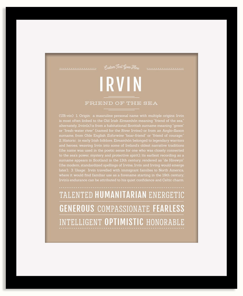 Frame Options | Tan | Black Frame, Matted