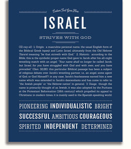 Israel Personalized Name Meaning Art Prints – Name Stories