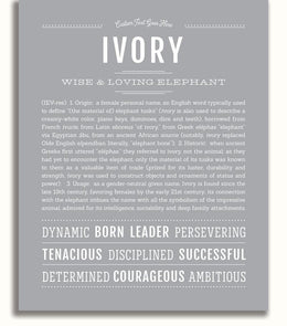 Ivory Personalized Name Meaning Art Prints – Name Stories